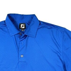 FootJoy Shirt Blue Deco Diamond Print FJ Polo Golf Men's L